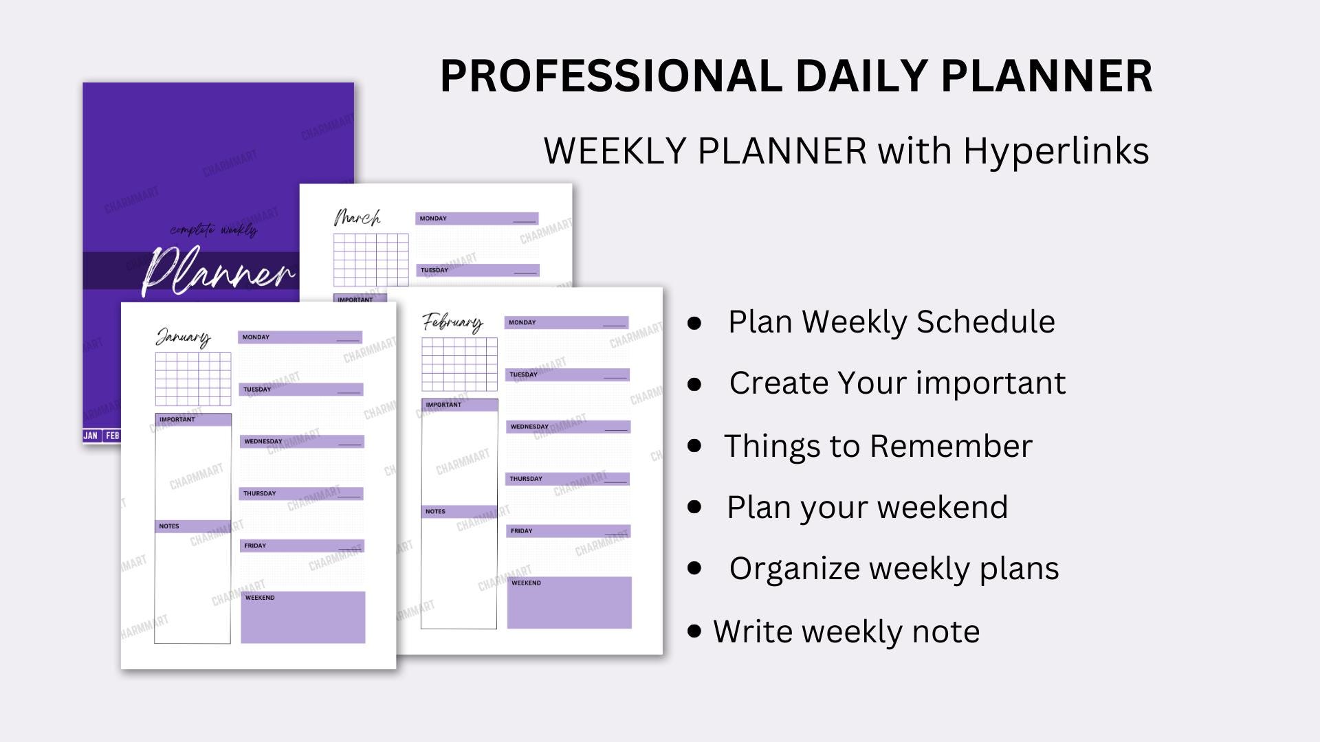 2025 Weekly Planner: Printable Schedule, A4 A5 Letter Sizes (hyperlink ...