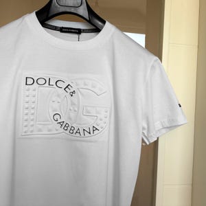 Dolce&Gabanna with 3D DG Logo on Chest White T-shirt Size 2XL