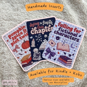 Inserto per e-reader autunnale/di Halloween fatto a mano / Accessorio per Kindle Kobo a tema libri e spettrale