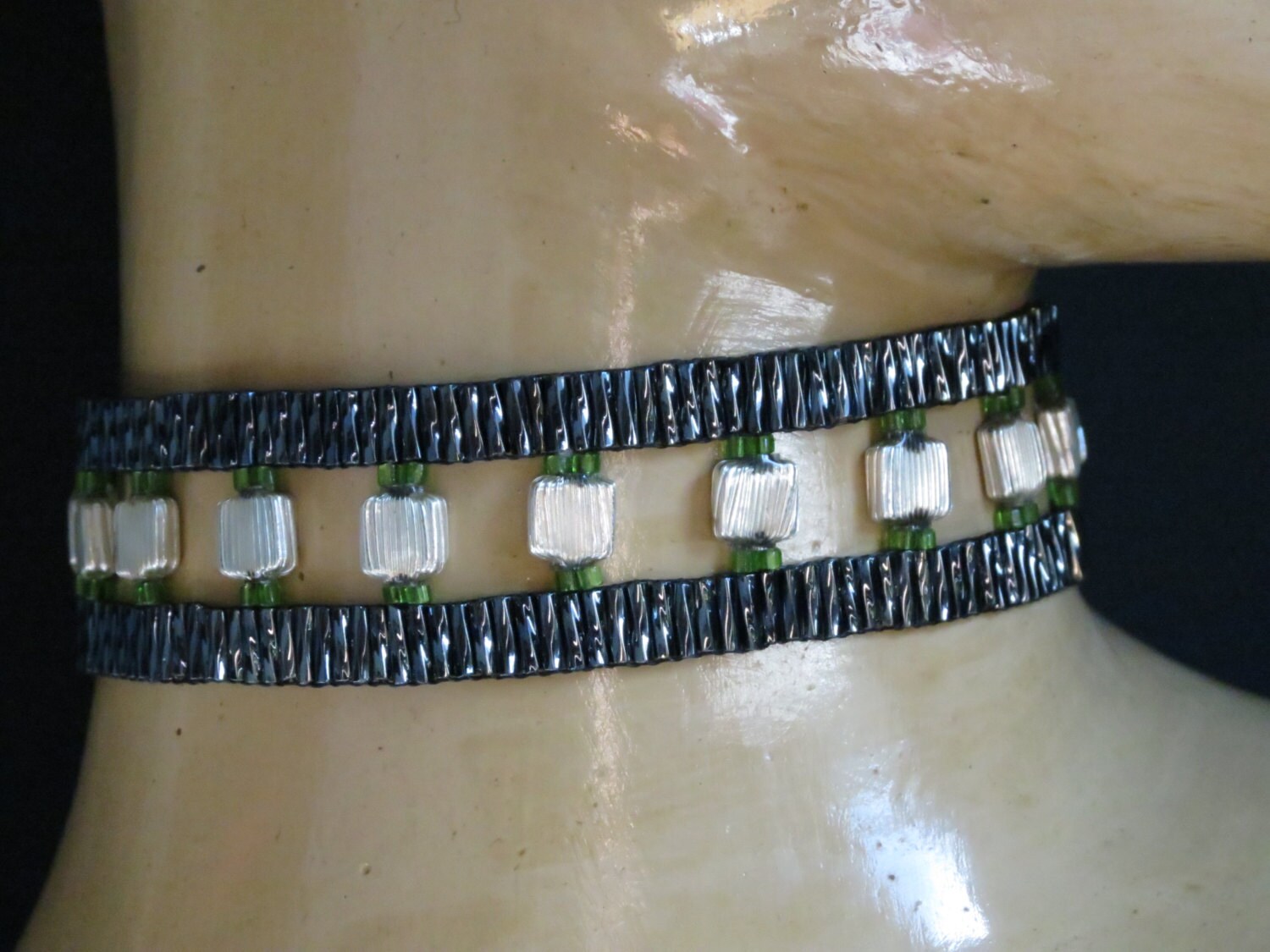 Loom Woven Vintage Bead and Bugle Bead Choker Gothic Etsy Nederland