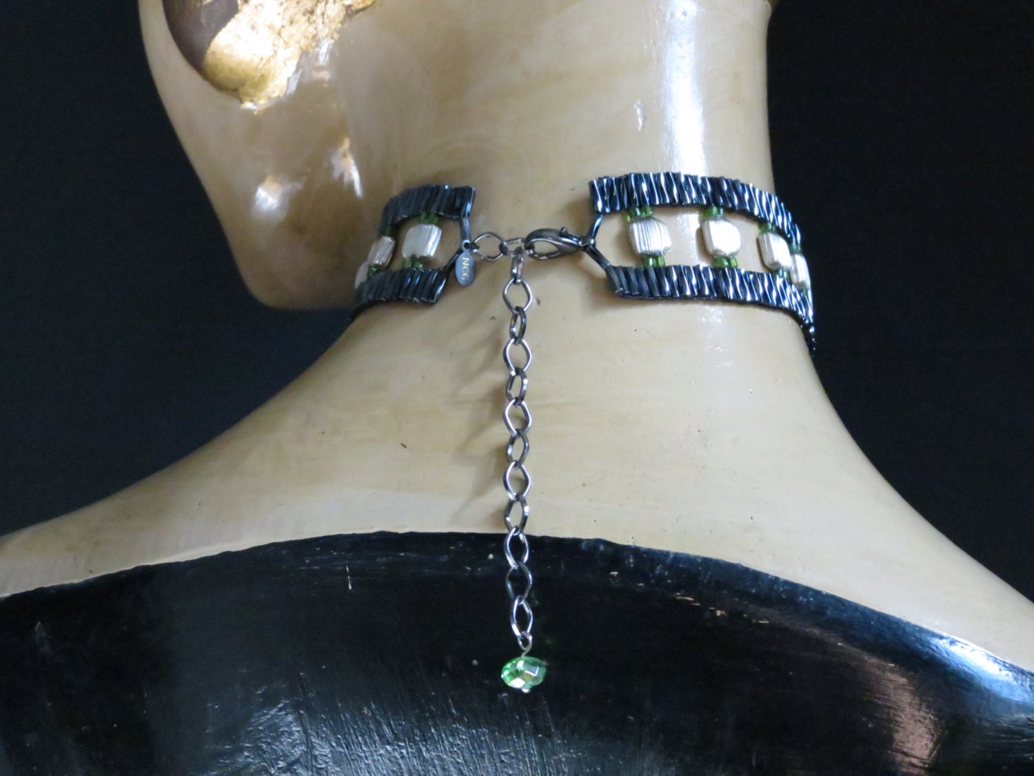 Loom Woven Vintage Bead and Bugle Bead Choker Gothic Etsy Nederland