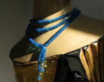 Handmade &quot;Sequin/Bead Blue&quot; Necklace