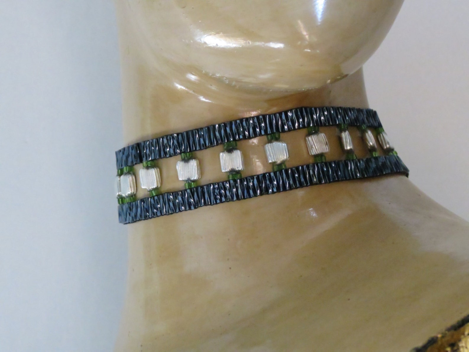 Loom Woven Vintage Bead and Bugle Bead Choker Gothic Etsy Nederland