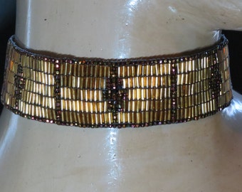 Handmade Loom Beaded Vintage Bead &quot;Byzantium&quot;  Choker Necklace