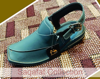 Marine-Grün Chappal | Peschawari Chappal | Charsadda Chappal | Herren Sandale | Besonderer Peschawori Chappal | Afghanischer Chappal