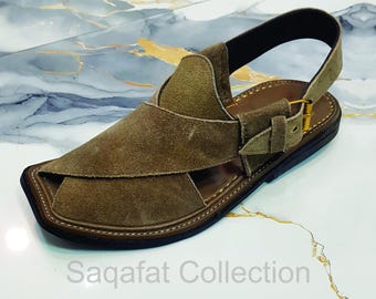 Leren chappal | Handgemaakte Peshawari Chappl | Sandalen voor heren | Kaptaan Chapal | Authentiek Peshawari-schoenen | Stijlvolle herensandalen