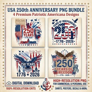 Ensemble PNG SVG 250e anniversaire des États-Unis, conception de la chemise America 250 1776-2026, aigle du 4 juillet, nous le peuple, PNG patriotique du demi-cinquantième anniversaire