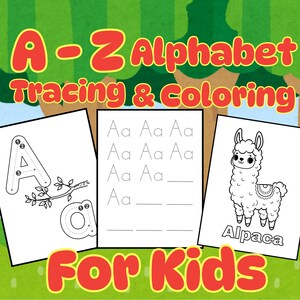Alphabet Tracing Worksheet: A-Z Handwriting & Animal Coloring (PDF Download, 80 Pages)