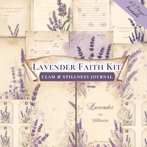 Kit stampabile Lavender Faith, pagine devozionali cristiane per la scrittura delle Scritture, materiale vintage, diario di preghiera
