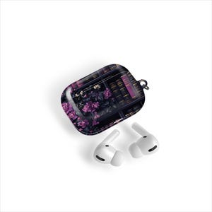 violet roses AirPod Case gothic bookshelf cover fits AirPods Pro, Pro 2, airpods 1/2, Samsung buds case, Google Pixel Buds Case