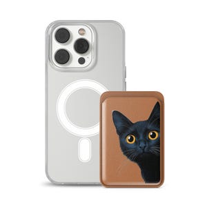 Porte-cartes magnétique Magsafe Wallet yeux de chat pour iPhone 16, iPhone 14, iPhone 13 Pro, 12 Mag Safe