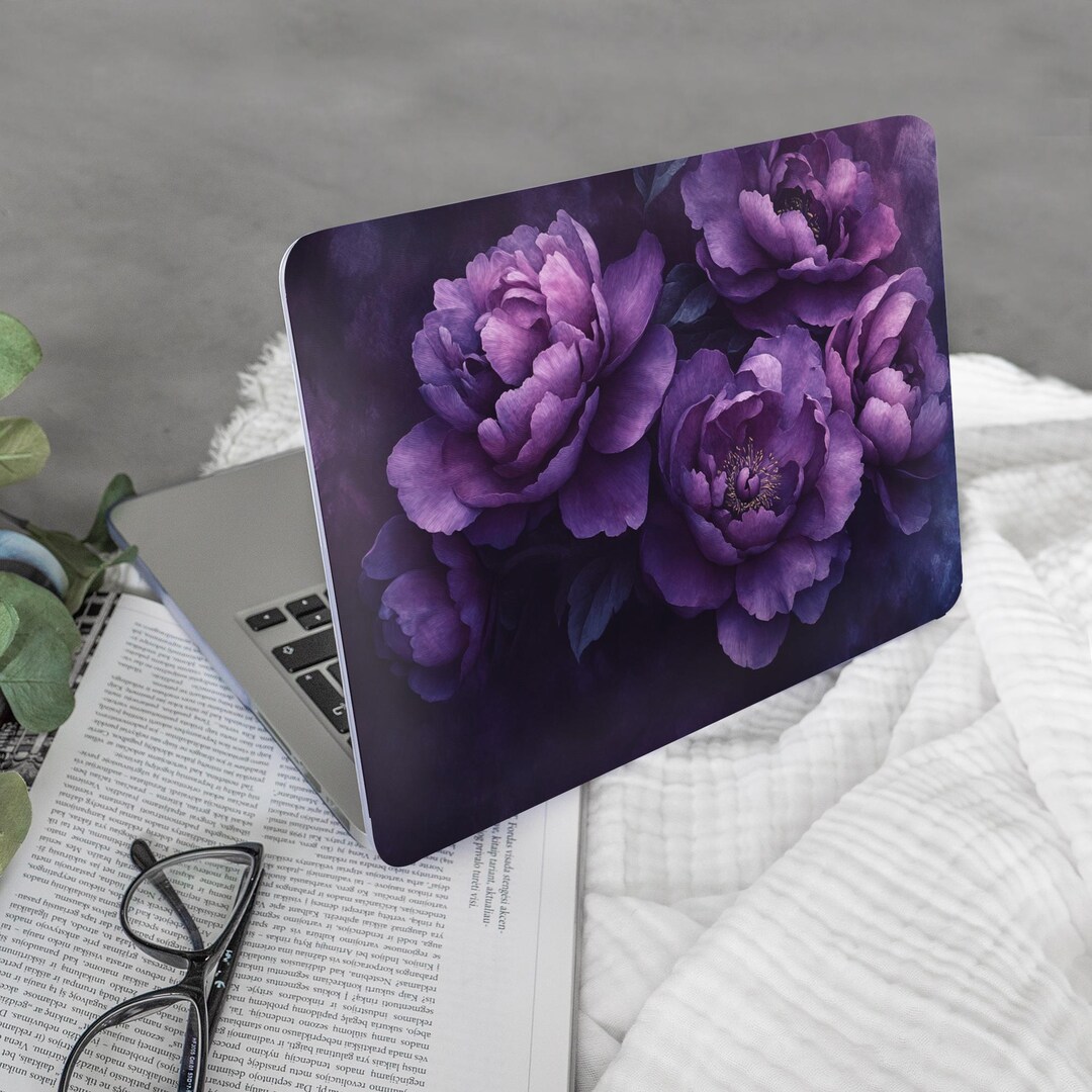 Romantic Dark MacBook Case Peony Flowers Laptop Skin, Cover for MacBook ...