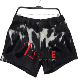 Handmade Cowhide Leather Shorts | Western Festival Wear | Hair-On Real Leather