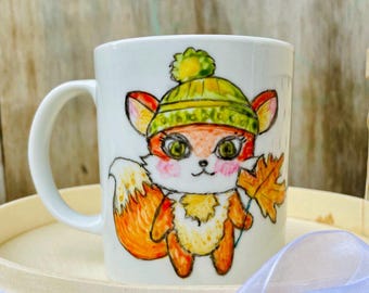 Handgemalte Fuchs Tasse, Kaffee oder Tee Tasse