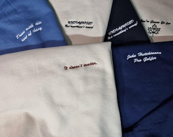 Personalised Text Embroidery Sweatshirt Jumper Workwear Hoodie T-shirt Custom Embroidered Logo Clothing Sweater Personalisation Design kids