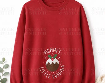 Moletom de maternidade com pudim de Natal da mamãe, anúncio de gravidez para futura mamãe, suéter feminino, presente de Natal engraçado, suéter de memórias para mamãe