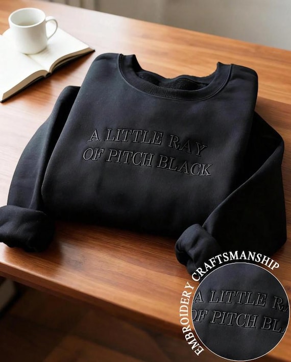 A Little Ray of Pitch Black Embroidered Trendy Sweater Hoodies and T-Shirts Gift Autumn Halloween Addams Adams Family