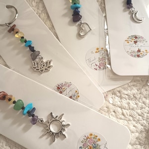 llavero, piedras naturales, chakras, regalo, gracias, niñera, maestros, maestro y señora, zen, meditación, empaquetado listo para ofrecer.
