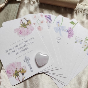 Cartes "Sur-mesure" d'affirmations positives. 36 cartes bien-être, développement personnel et pensée positive en français.