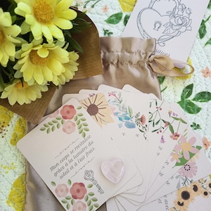 Cartes "Saison été" d'affirmations positives. 36 cartes bien-être, développement personnel et pensée positive en français.