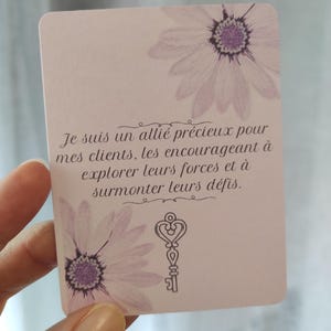 Cartes "Thérapeute bien-être" d'affirmations positives. 36 cartes bien-être, développement personnel et pensée positive en français.