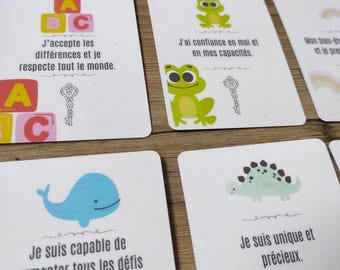 Cartes "Spécial enfant" d'affirmations positives. 30 cartes bien-être, développement personnel et pensée positive en français.