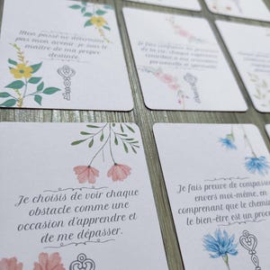 Cartes "Croyances limitantes" d'affirmations positives. 36 cartes bien-être, développement personnel et pensée positive en français.