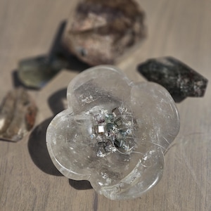 Natural 100% Authentic Phantom Crystal Quartz Cube Pendant with S925  Sterling silver Clasp