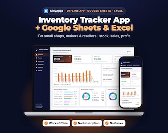 Inventory Tracker App Works Offline + Google Sheets & Excel, Small Business Inventory Spreadsheet, Stock Tracker, Profit and COGS