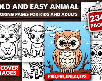 234 Bold & Easy Animal Coloring Pages | KDP-Ready Printable Coloring Book for Kids and Adults | Digital Download