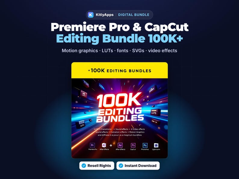 100 000+ redigeringspaket | Premiere Pro, After Effects, CapCut, rörlig grafik, LUT:er, typsnitt, SVG:er, videoeffekter, ljudeffekter, återförsäljarrättigheter bild 1