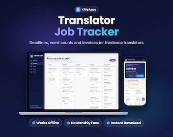 Translator Job Tracker App, Freelance Translation Log, Word Count and Invoice Tracker, Deadline Planner, Interpreter Tool, Offline