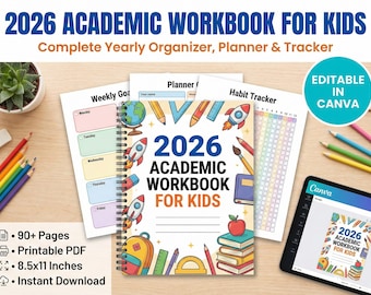 2026 Student Planner | Academic Workbook, Homeschool Organizer (Editable Canva)