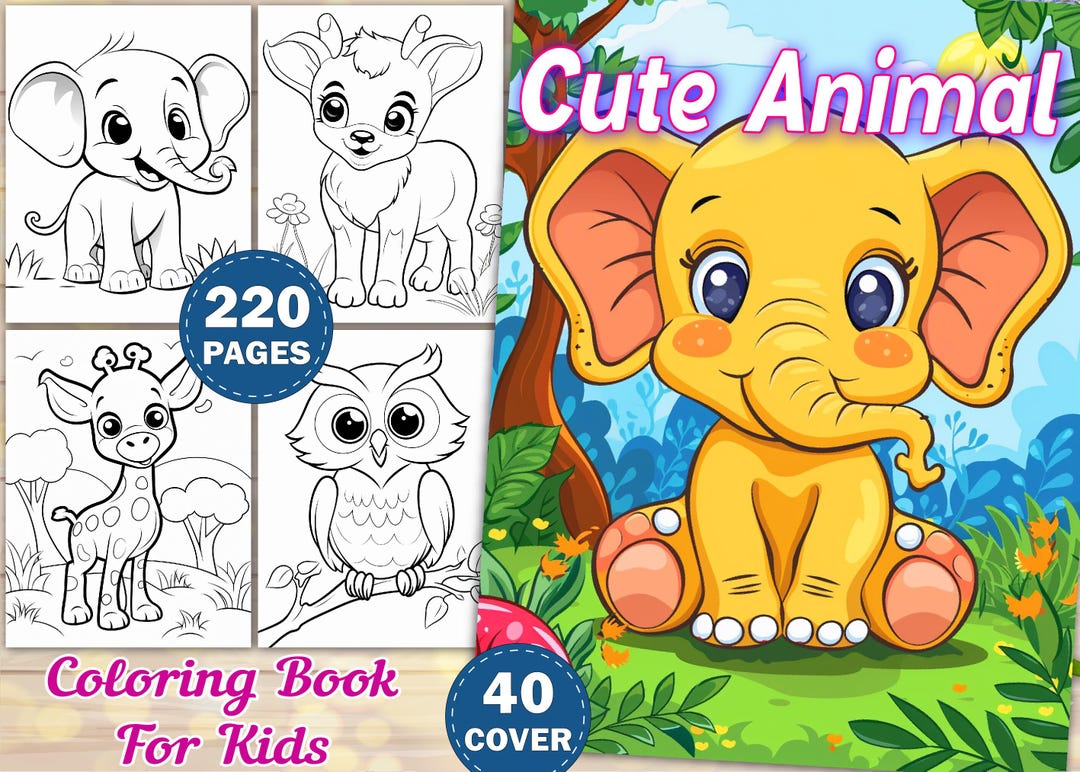 Buy 220 Cute Animal Coloring Pages for Kids | KDP Interior Ready ...