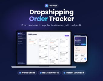 Dropshipping Order Tracker App, Online Store Order Log, Supplier and Tracking Number Tracker, Profit Calculator, Ecommerce, Offline