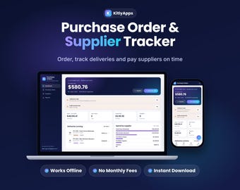 Purchase Order Tracker App, Supplier Management, PO Template, Inventory Ordering Log, Small Business Purchasing, Offline