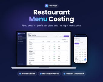 Restaurant Menu Costing App, Recipe Cost Calculator, Food Cost Percentage, Menu Pricing, Cafe and Food Truck Planner, Offline