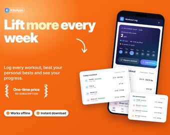 Workout Log App, Gym Tracker, Weight Lifting Log, Strength Training Tracker, Fitness Planner, Personal Best Tracker, Offline