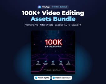 Pacchetto di editing da oltre 100.000 elementi / Premiere Pro, After Effects, CapCut, grafica animata, LUT, font, SVG, effetti video, effetti sonori, diritti di rivendita