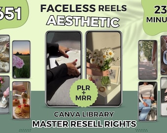 Vídeos PLR MRR de Reels estéticos para Instagram / 1651 plantillas de Canva editables para redes sociales / Reels sin rostro para TikTok y cortos de YouTube