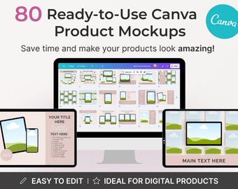 80 maquetas de productos de Canva/plantillas de anuncios editables para Etsy, Shopify, Instagram y productos digitales