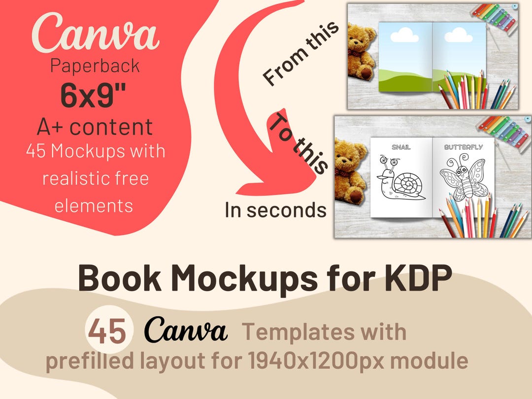 KDP Book Mockup for 6x9 Books | Canva A+ Content Templates | Book ...