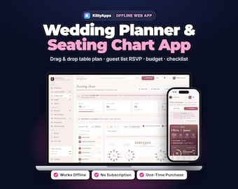 Wedding Planner & Seating Chart App, Drag and Drop Table Plan, Guest List RSVP Tracker, Wedding Budget, Checklist, Offline Digital Download