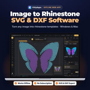 Rhinestone Template Software, Image to Rhinestone SVG & DXF Generator, Offline Design App, Works on Windows and Mac in Your Browser