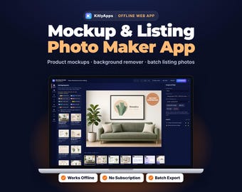 Mockup Generator & Listing Photo Maker App, Batch Product Mockups, Background Remover, Listing Image Templates, Offline Shop Seller Tool