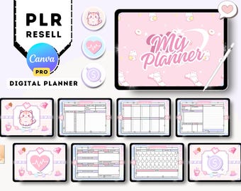 PLR Resell Canva Pink Digital Planner | Hyperlinked & Reusable