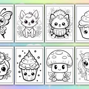 300+ schattige kawaii kleurplaten voor kinderen | KDP-interieur en afdrukbare digitale download | A4 kleurboek 8,5 x 11 inch | 60 gratis boekomslagen afbeelding 2