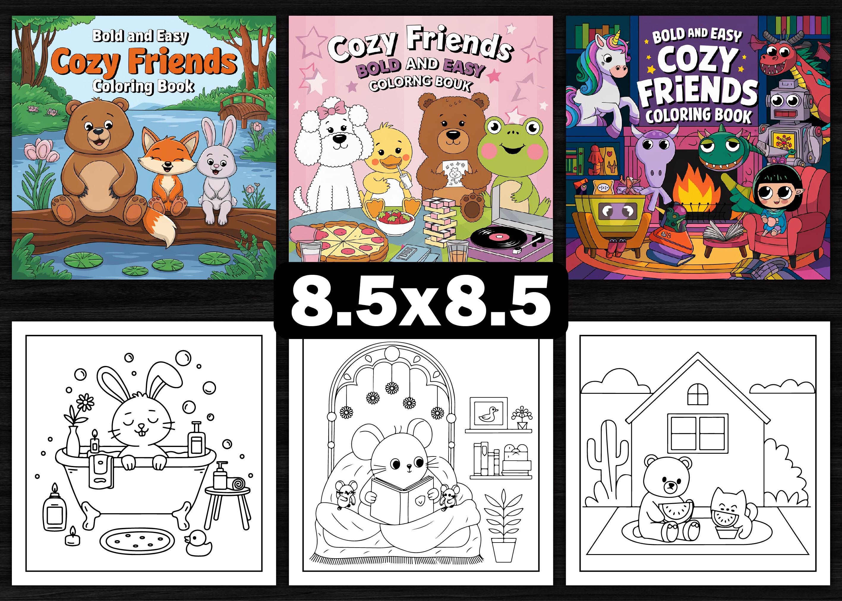 Bold and Easy Cozy Friends Coloring Book for Adults | KDP Interior ...