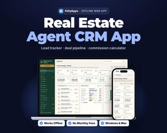 Real Estate CRM for Agents | Offline Realtor Lead Tracker, Deal Pipeline, Commission Calculator & Client Manager | No Monthly Fees
