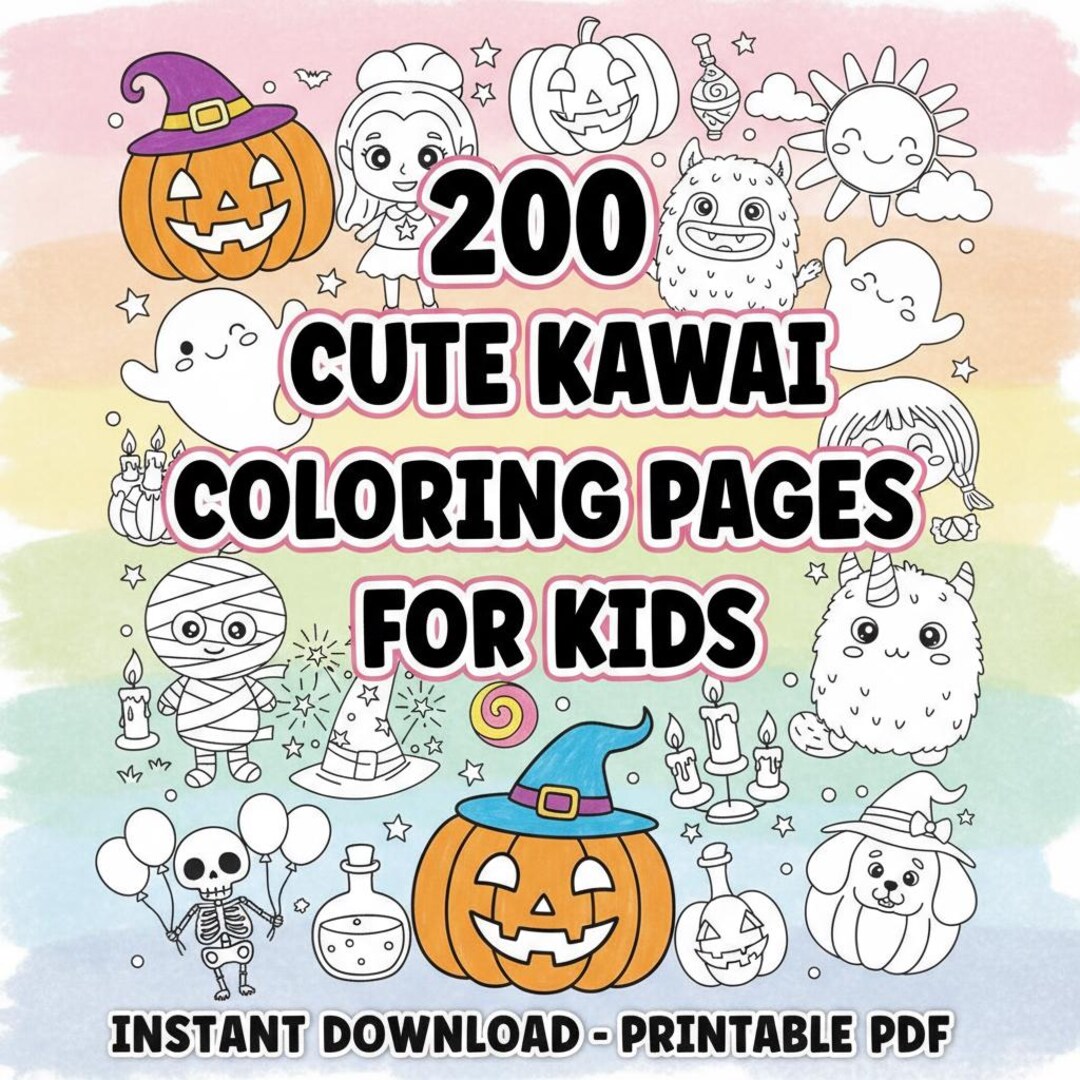 200 Cute Kawaii Coloring Pages for Kids – Volume 3 | High-resolution ...